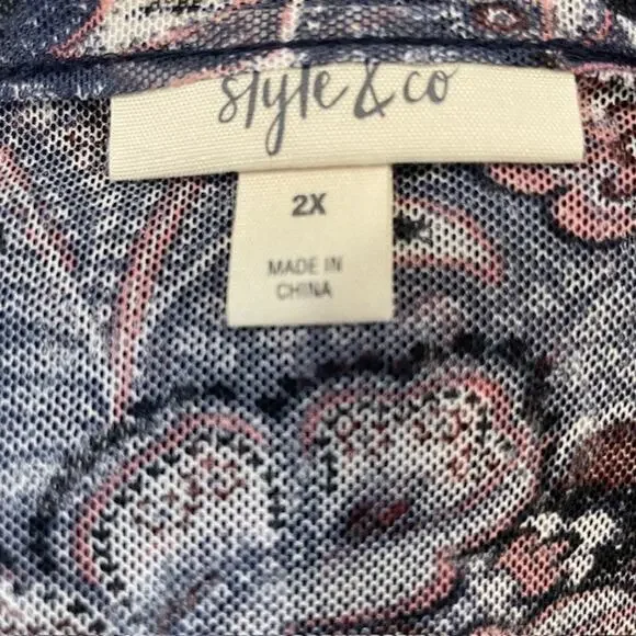 Style & Co. Mid-Length Dress W/ 3/4 Sleeves Round/Neck Line - Picture 4 of 5